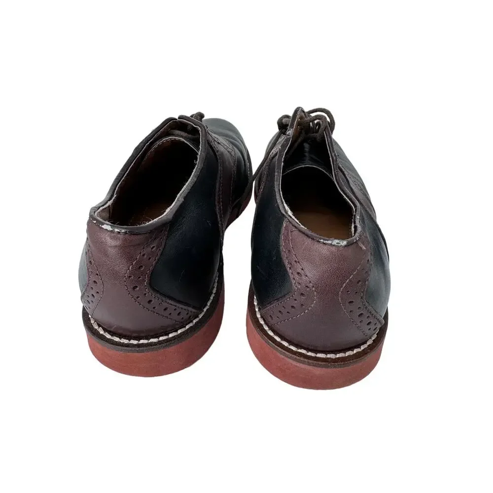 GH Bass Burlington Saddle Oxford Shoes Lace Up Leather Black Brown Mens Size 10D
